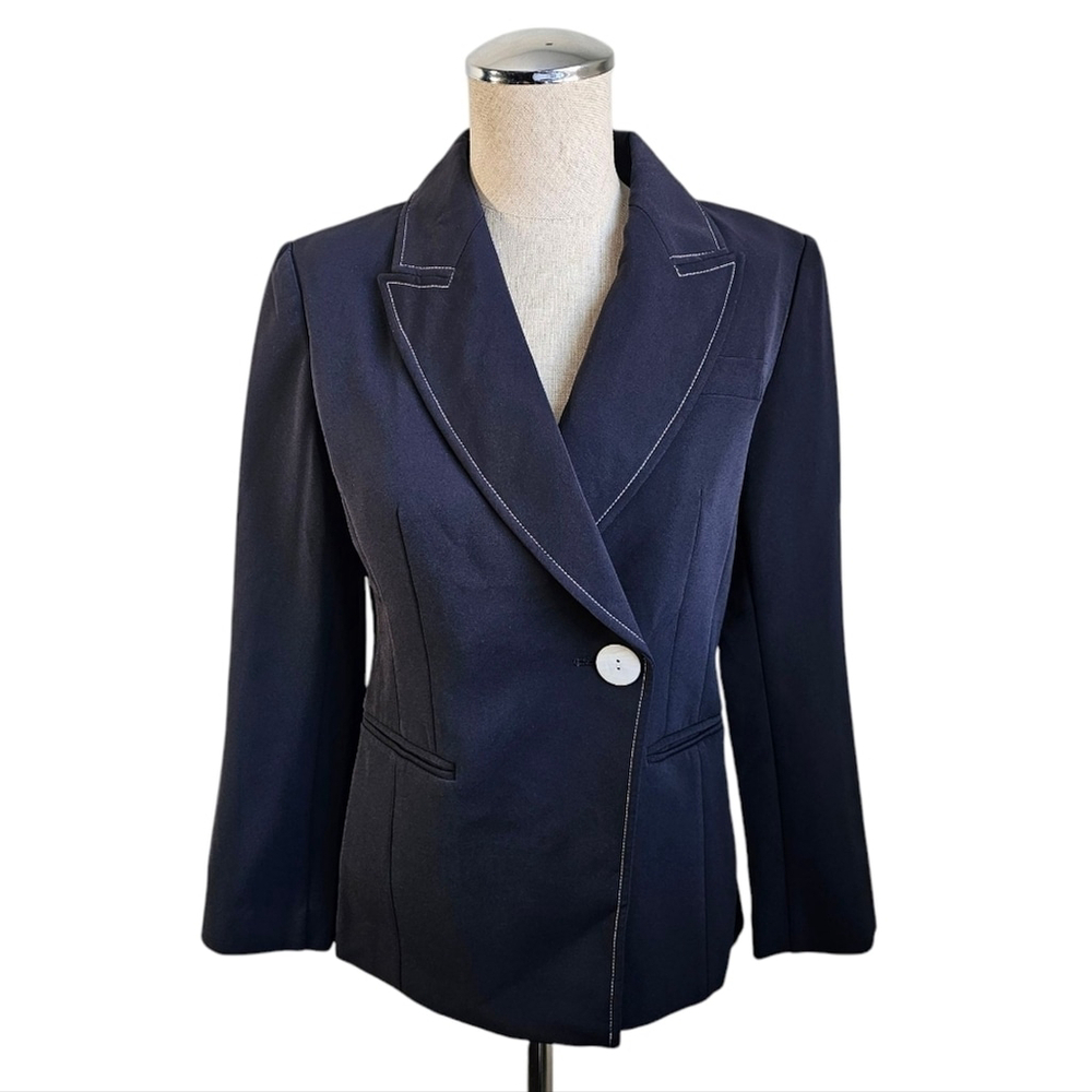 Lily Navy Blazer with White Stitching Size 2